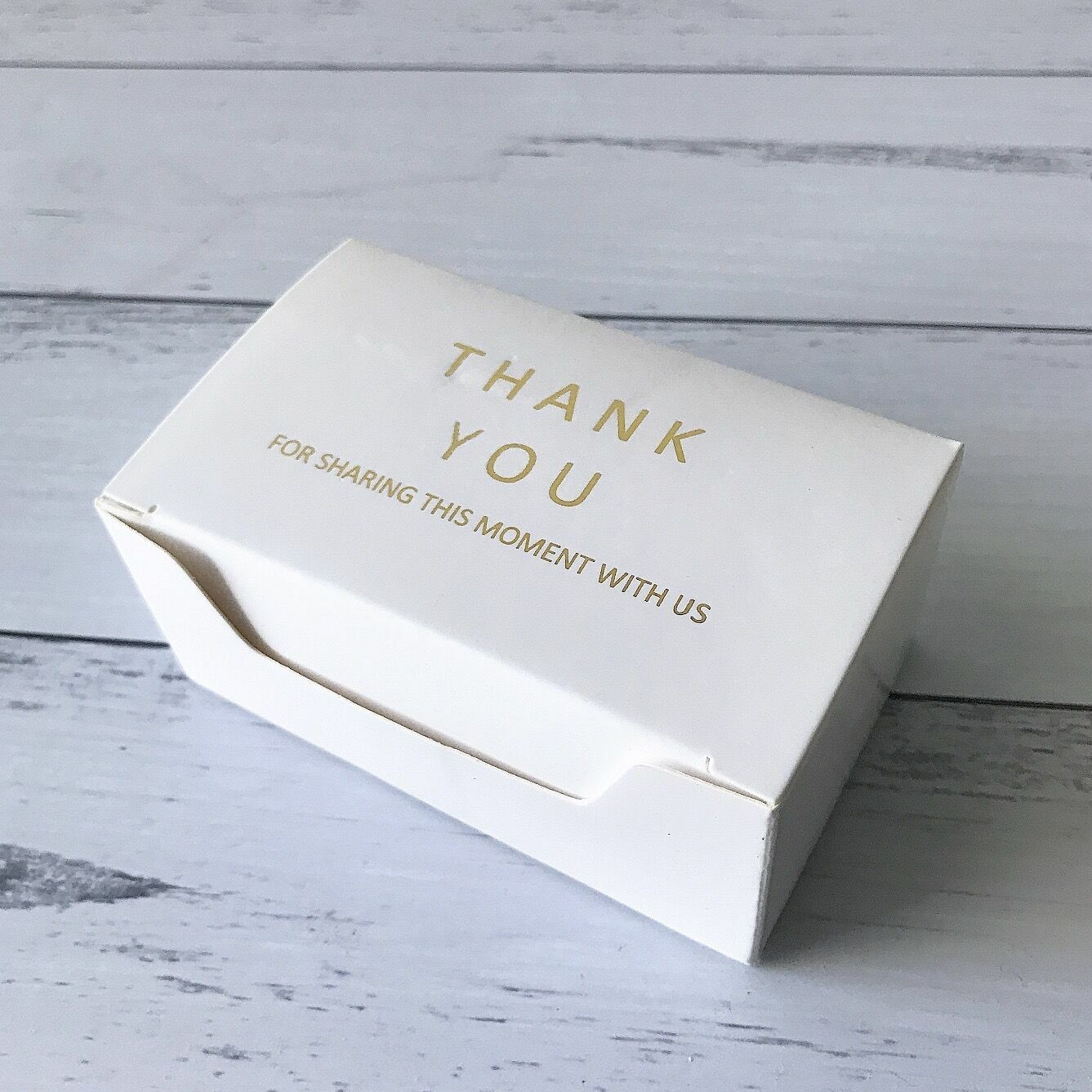 100 Thank You Gold Foil Rectangle Wedding Party Baptism White Favor Box Gift Box