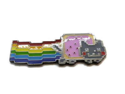 Nyan Cat Pin Metal Enamel Brooch Cat Pop Tart 90's Retro Nya Neon