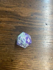 MTG - Duskmourn - Oversized D20 - spindown die life counter dice purple green