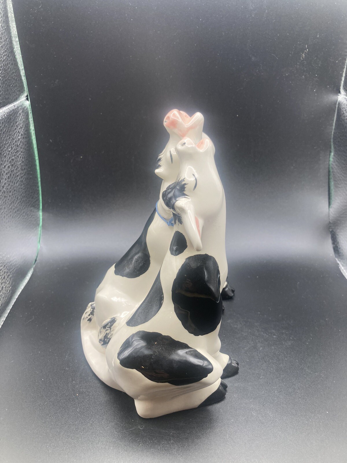 Vintage Hand Painted Ceramic Figurine 3 Singing COWS 7 Inch Farm Animal Decor Falak Tayyeb