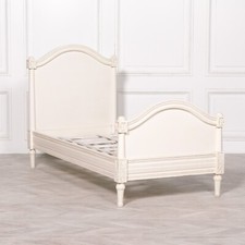 Aged Ivory Colour Mahogany Wooden Carved Antique 3ft Single Bed Home Furniture
