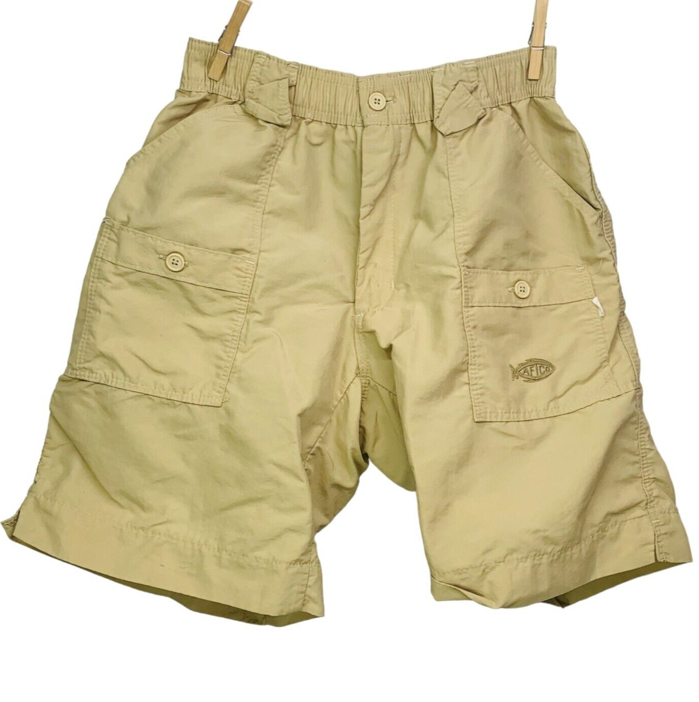 AFTCO Mens Original Fishing Short Khaki Brown Elastic… Gem
