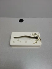  Ransburg Cream Colored Metal Tissue Box Holder Kleenex Floral Rhinestones