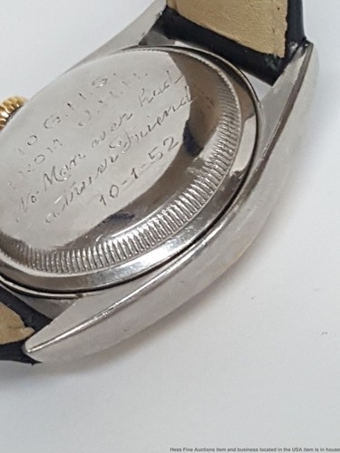 Rolex Oyster Perpetual Red/BK Date Ref# 6075 Ovettone 18k Gold/SS Big BubbleBack - Picture 12 of 12