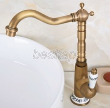 Antique Brass Single Lever Swivel Kitchen Vessel Sink Faucet Mixer Tap snf606
