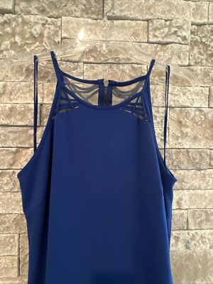 badgley mischka royal blue dress Badgley Mischka Women's Padded-Shoulder Gown in Cobalt Size 14