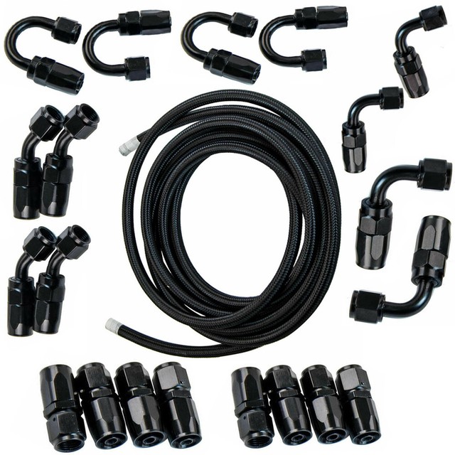 AN8 8AN AN8 Fitting Stainless Steel Nylon Braided Oil Fuel Hose Line