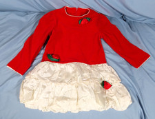 VTG Rare Editions RED VELVET DRESS Ivory Taffeta Bubble Skirt ROSES ROSETTES 5