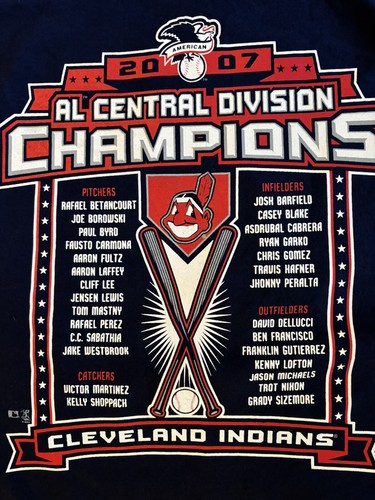 Cleveland Indians 2007 Division Champions Delta Majestic T-Shirt (Adult Large) - Picture 6 of 8