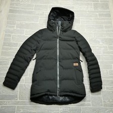 Volcom Down Fill Jacket Womens Medium Black Long Eqs Puffer Coat Hooded Parka