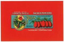 PASTA DE TOMATE GENUINA ETIQUETA LATA VINTAGE POLLY DONNA TEXAS LORO ITALIANO 1930