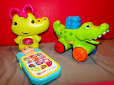 Fisher Price Amazing Animals Press N Go Alligator & F.P. Crocodile MUSICAL TOY +
