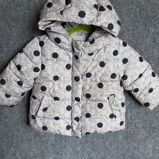 Girls 18-24 month Baby GAP Heavy Winter Jacket Gray/Black Polka Dots