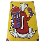 Vintage Icee Bear Sign - Ice Slushy Soda Porcelain Gas Pump Sign