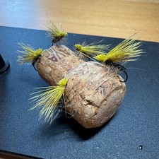 Fly Fishing Dry Deer Hair Caddis Flies 5pcs #11 Yellow, Handmade, Durable