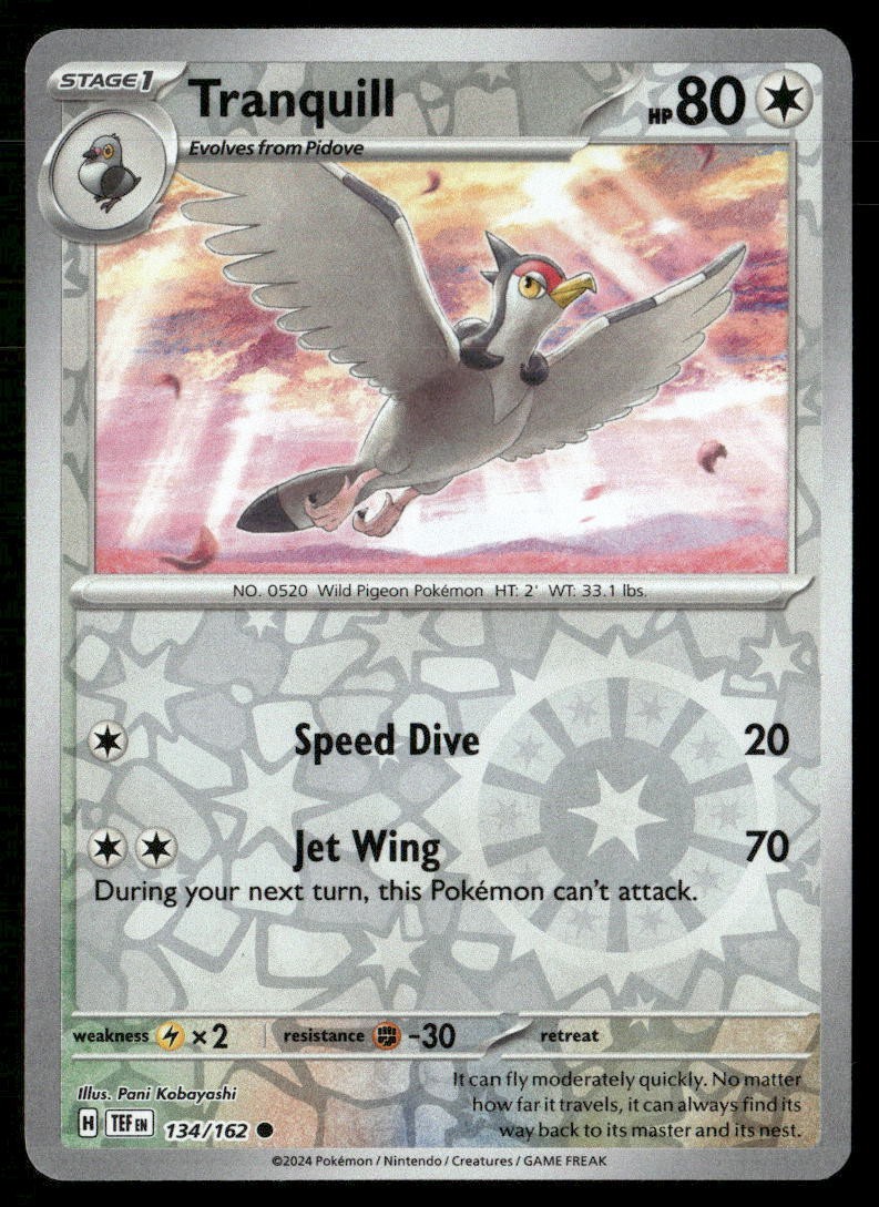 Tranquill 134/162 Common Temporal Forces Pokemon Reverse Holo Near Mint