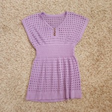 Purple Crochet Beach Cover Up Over Garment Girls 14/16