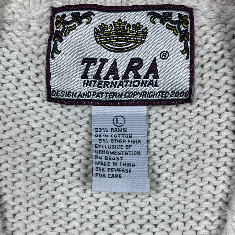 Vintage Ugly Christmas Sweater Vest Women's L Chunky Knit Embroidered Grandma * - Image 2 of 4