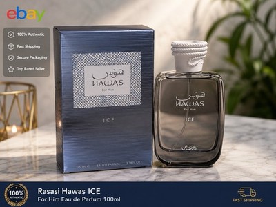 Rasasi Hawas Ice for Men Eau de Parfum Spray 3.4 Oz/100 ml -BRAND NEW SEALED B0X