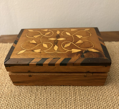 Vintage Marokkanische Thuya Holz Schmuckschatulle Intarsien Schmuckschatulle