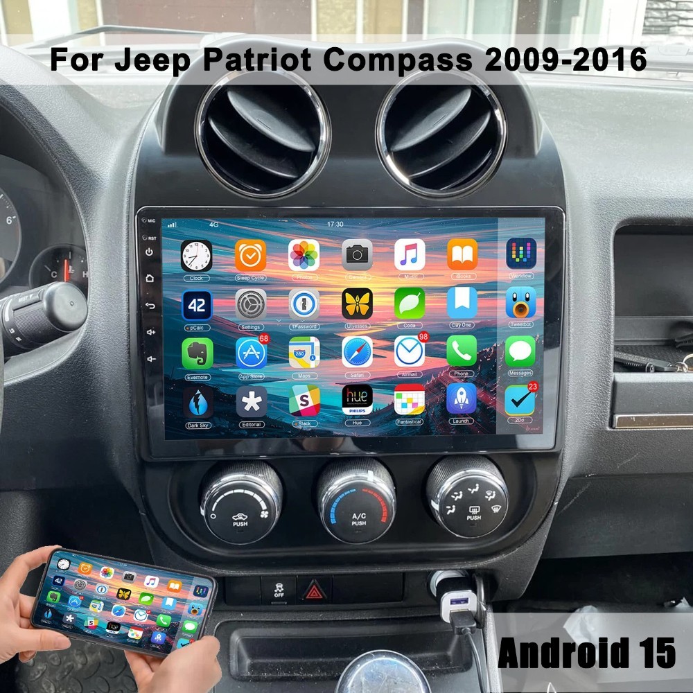 Android 15 Apple Carplay Car Stereo Radio GPS For Jeep Patriot Compass 2009-2016