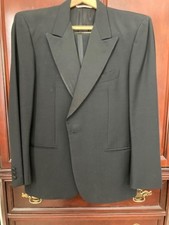 BLACK TUXEDO by CUTTER  tAILOR SATIN PEAK LAPELS AND BUTTONS 44R JACKET