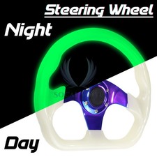 D-Shaped Glow Steering Wheel 6-Hole Crystal Bubble Burnt Spoke Deep Dish Racing
