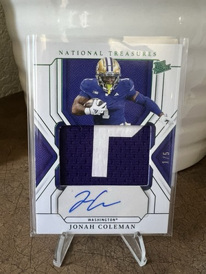 #ad 2025 National Treasures NUMBER MATCH GREEN 1 5 RPA Jonah Coleman #60 Washington $300.00