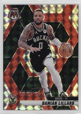 2024-25 Panini Mosaic Choice Fusion Red & Yellow Prizm 17/75 Damian Lillard 1d0h