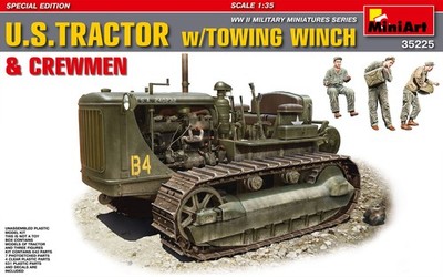 1:35 Miniart U.S. Tractor D7 mit Abschleppwinde & Crewmen Bausatz MIN35225 Modell