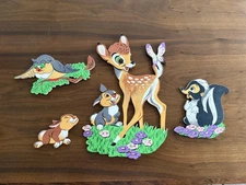 Vintage Bambi Disney Wall Hanging Decor Nursery Kids Room Set Chipboard