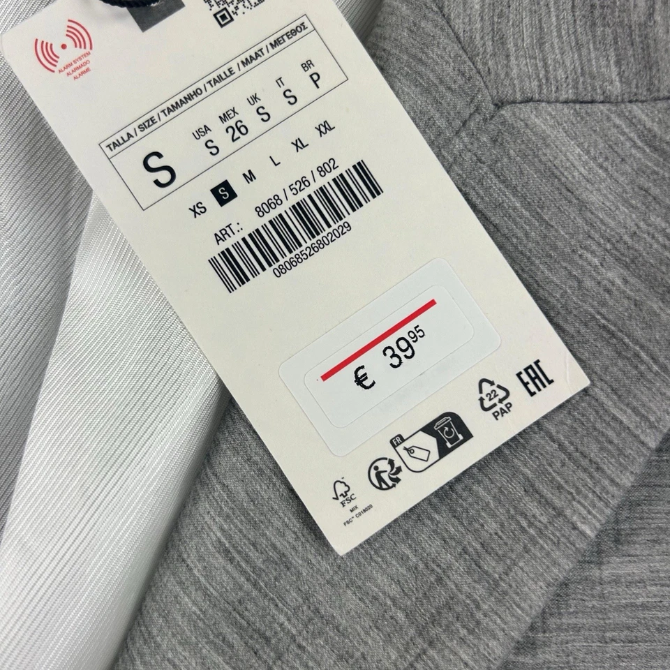 Zara Blazer Womens Small Regular Gray Stretch Collared Open Jacket NWT - Image 4 of 4