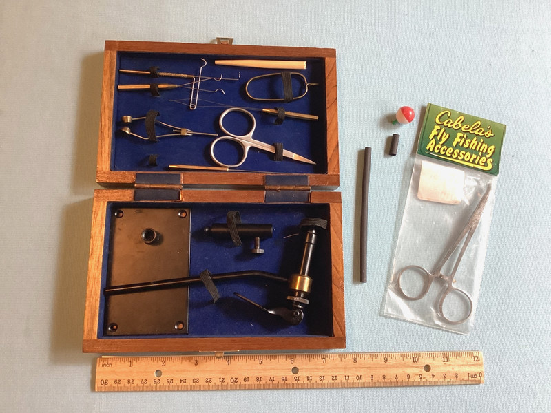 Fly Tying Tool Kit w/ Vise Beginner Portable Fishing Wooden Box Travel Set
