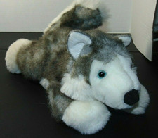 Aurora 12" Fluffy Gray White Husky Plush