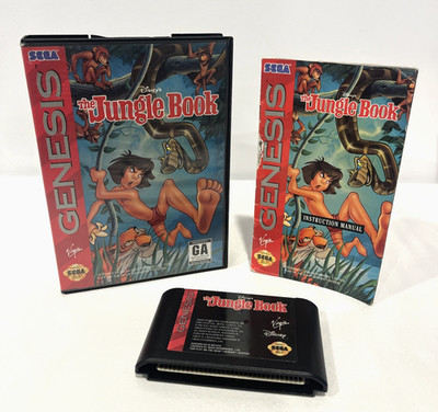 DISNEY S THE JUNGLE BOOK SEGA GENESIS COMPLETE W/ MANUAL 1994 VIRGIN INTERACTIVE