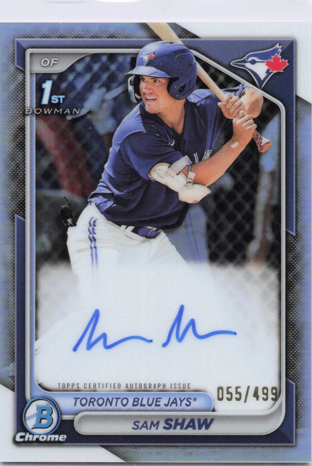 Sam Shaw 2024 Bowman #CPA-SS Chrome Prospect Autographs Refractors #/499 Auto
