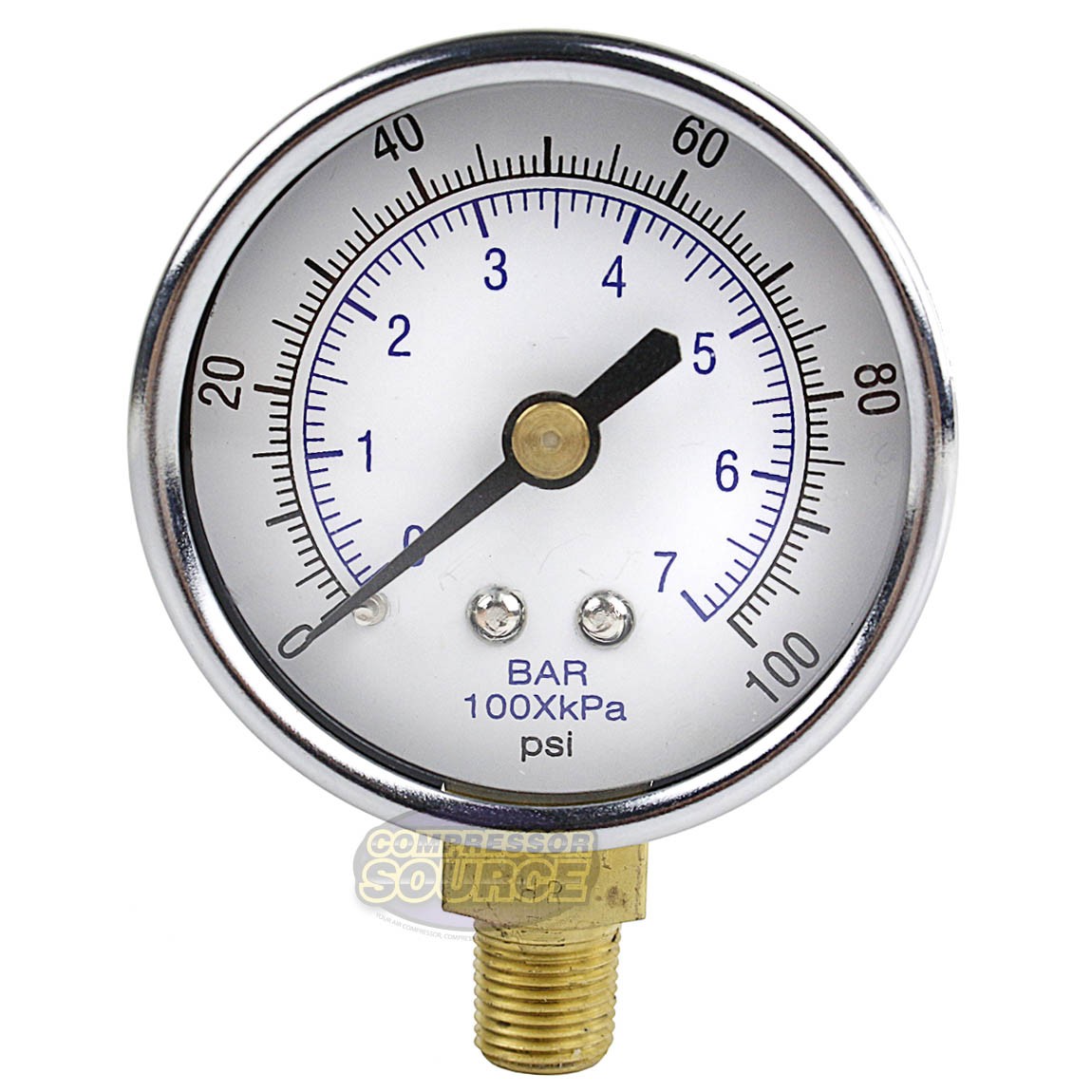 Lower Mount Pressure Gauge 0-100 Psi Side Wog 2" Face