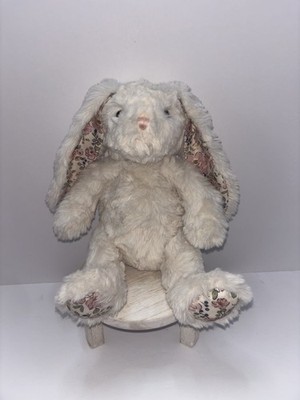 Mon Ami 10  Small White Pink Floral Faith Bunny Plush EUC