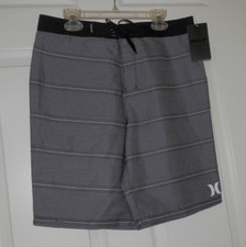 NWT Boy  s Hurley Slim Board Shorts Gray/Black/white Size 16/28