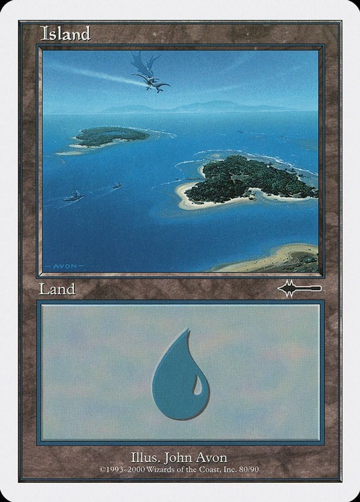 2000 Magic: The Gathering Beatdown Box Set Island 80 (#80, L, Moderately Played)