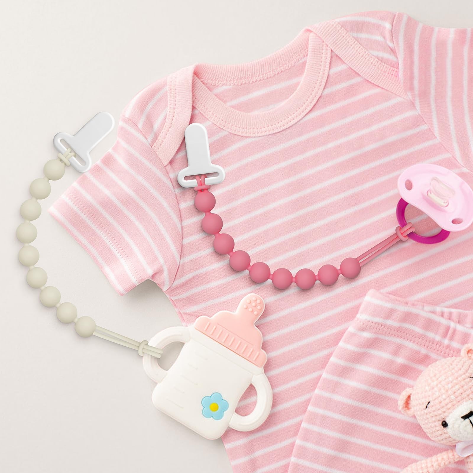 Pacifier Clips Baby Girls - Draklary 4 Pack Paci Clip Silicone Soothe Baby B...