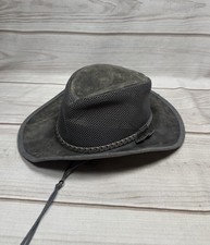 Vintage Overland Leather & Mesh Breezer Western Hat Size M Made In USA Gray