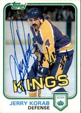 Jerry Korab Signed Auto 1981-82 Topps card Los Angeles Kings