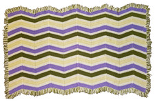 Handmade Afghan Crocheted Blanket Chevron Pat...