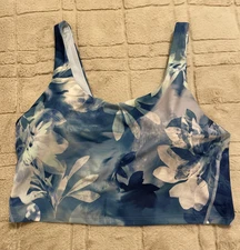 Old Navy Active Powersoft Long XXL Light Support Go Dry Blue Floral Sports Bra
