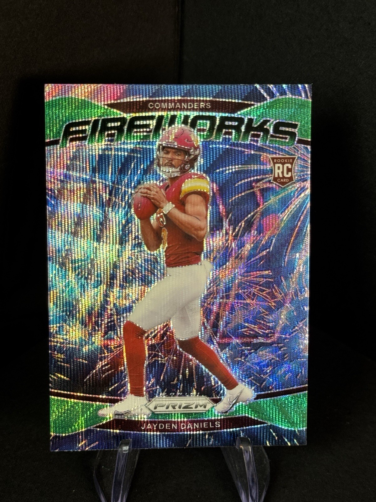 2024 Panini Prizm - Fireworks Jayden Daniels #24 Green Wave Prizm (RC)