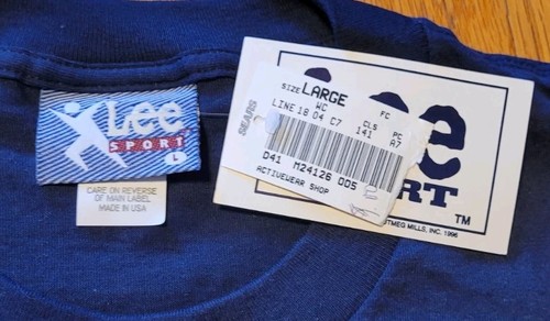 Vtg '96 NWT New England Patriots Lee Sport Blue Helmet T-shirt Size Large - Picture 5 of 10