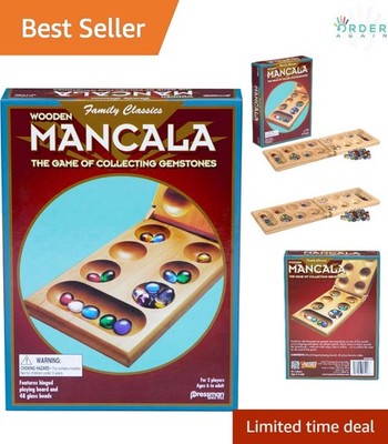 Wooden Mancala Game Strategy Travel Kids Adults STEM Learning Compact