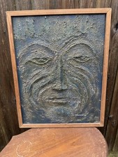 Mixed Media Relief Textured Face Sculpture Wall Art Home Decor Abstract Art