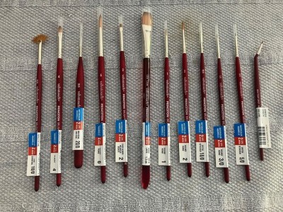 (12)Princeton Velvetouch Watercolor brushes lot  0f 12 different Short Handle